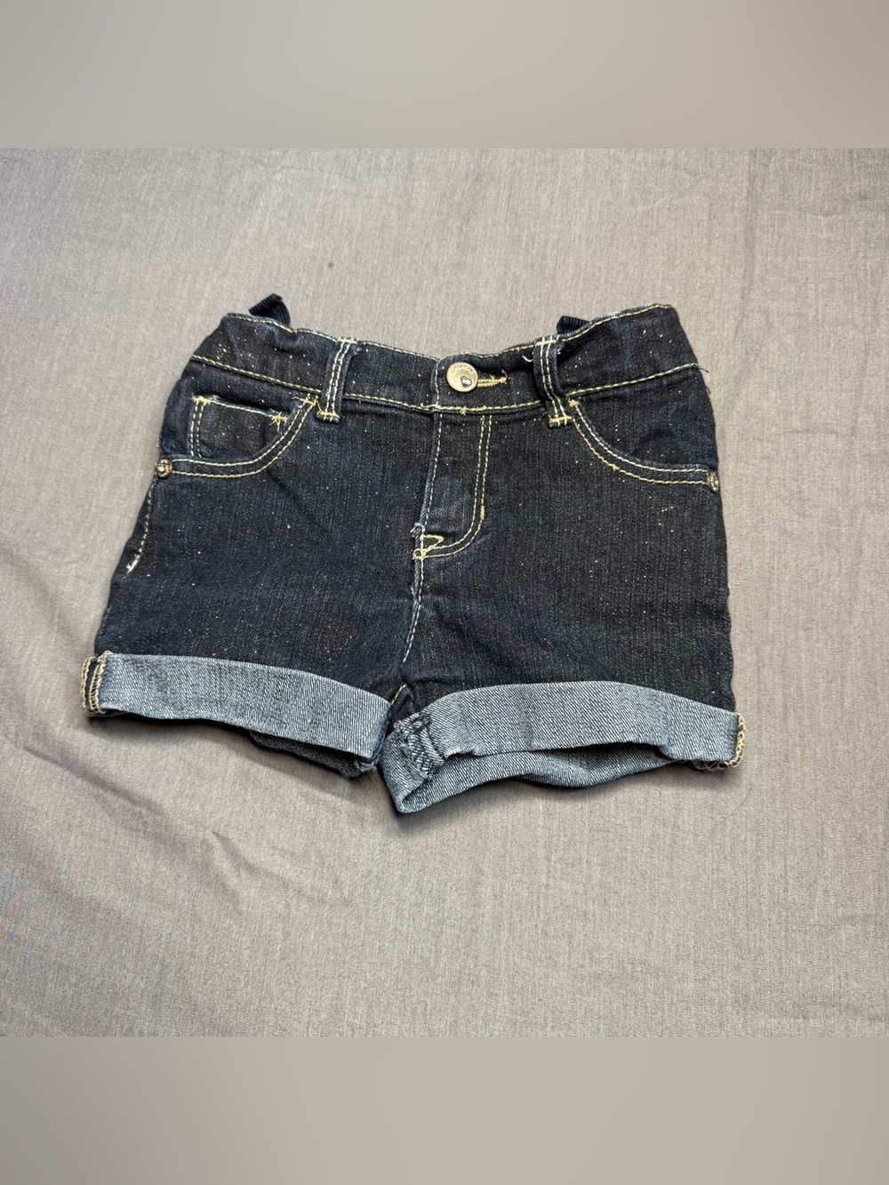 Jordache Dark Blue Sparkly Denim Cuffed Shorts